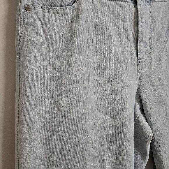 J. Jill Authentic Fit Slim Ankle Floral Print Jeans Womens 14 (35x28) Blue White - Picture 6 of 11